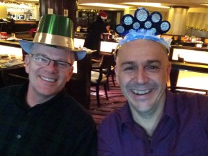 Christmas dinner with silly hats
