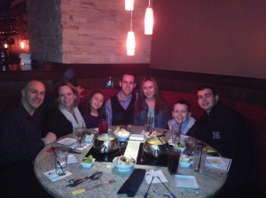 The family plus Nick's girlfriend