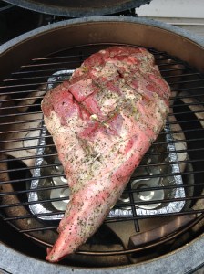 lamb leg on big green egg