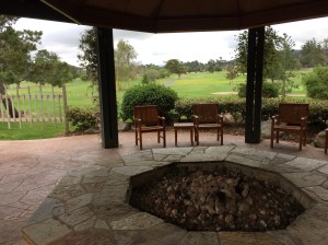 The fire pit, just at the edge of the golf course